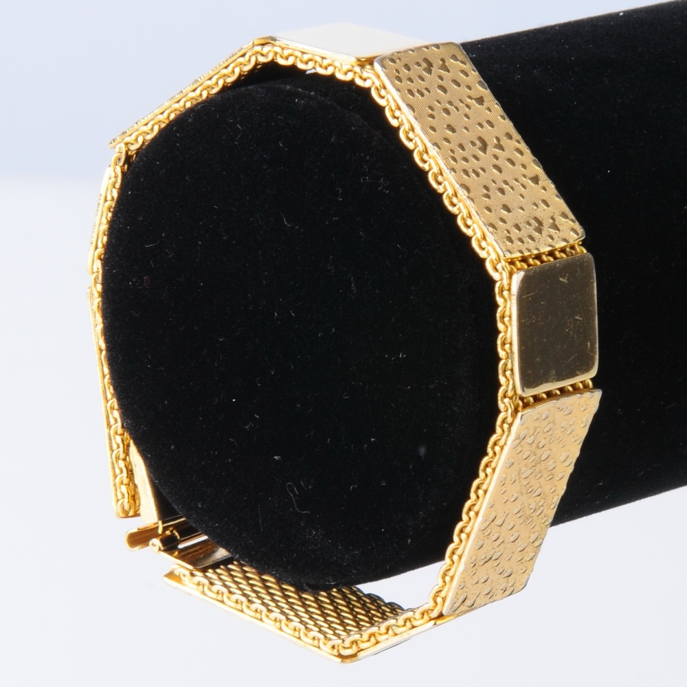 Vintage Mad Men Textured Gold Plate Bracelet